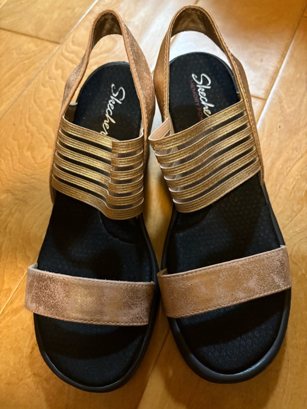 Skechers Cali Rumblers Glam Society wedge sandals rose gold 10 - Picture 3 of 7
